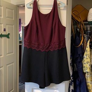 Burgandy and Black Romper